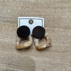Brown and Cream Geometric Earrings NWT